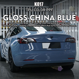 K017 Glänzender China-Blau-TPU-Autolack-Schutzaufkleber, abnehmbare Auto-Farbwechselfolie